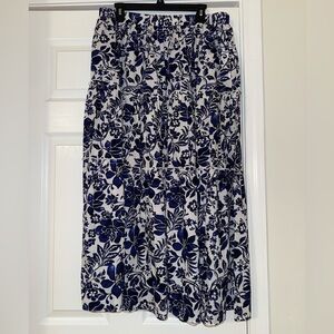 Lane Bryant Navy and White Floral Maxi Skirt